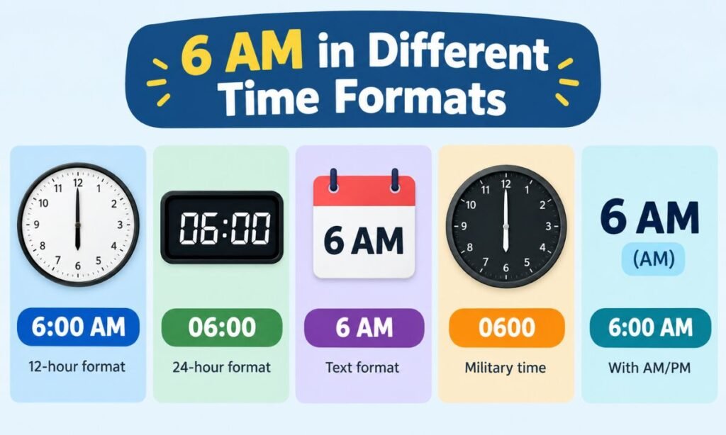 6 AM in Different Time Formats