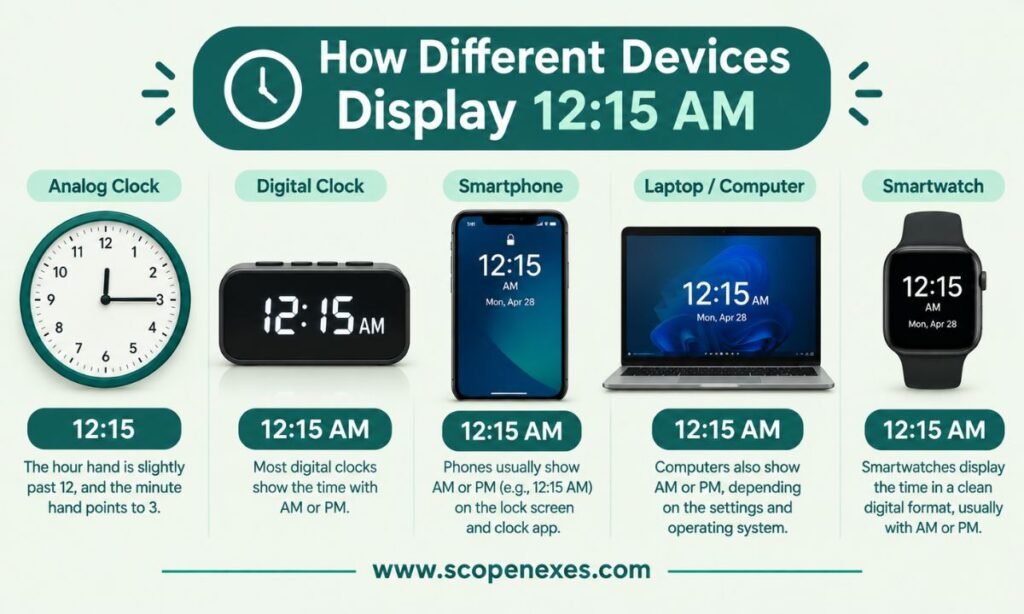 How Different Devices Display 12:15 AM