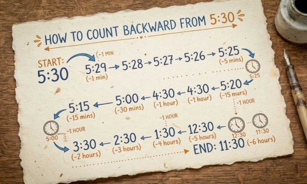 How do you count backward from 5:30?