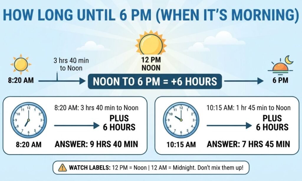 How long until 6 PM when it's still morning?
