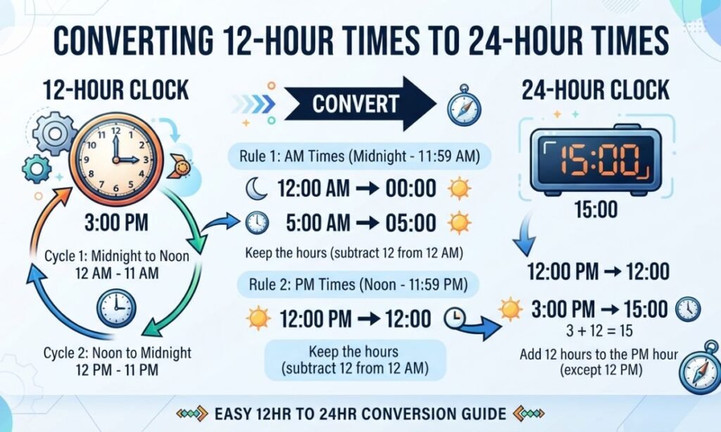 convert 12 hour times to 24 hour times